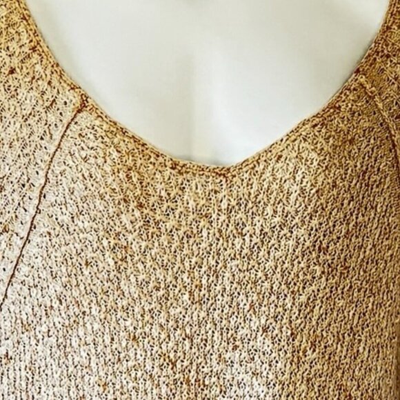 Free People Crochet Lace Sweater Beige Poppyseed Scoop Neck Raw Hem  Size Large - Picture 5 of 15